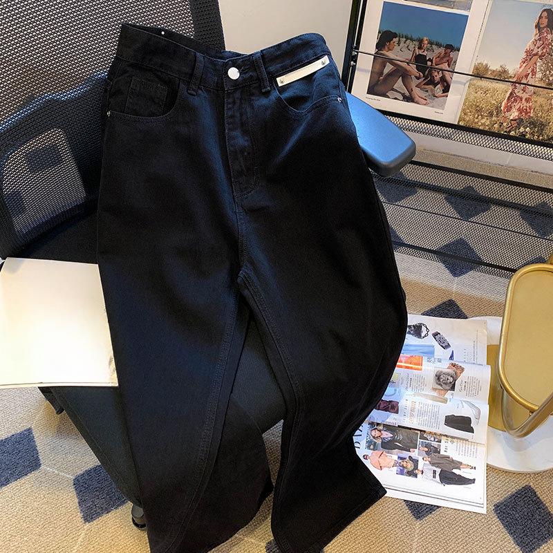 Denim Trousers Vintage Wide Leg Pants Women Korean Straight Long Pants High Waist Casual Loose Autumn