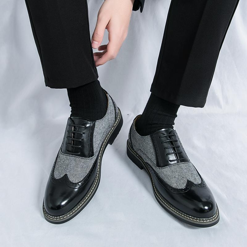 38-46 Casual Men's Leather Shoes Gentleman British Style Design Daily Office Dress Up Party Plus Size Brogue SHOES Retro
