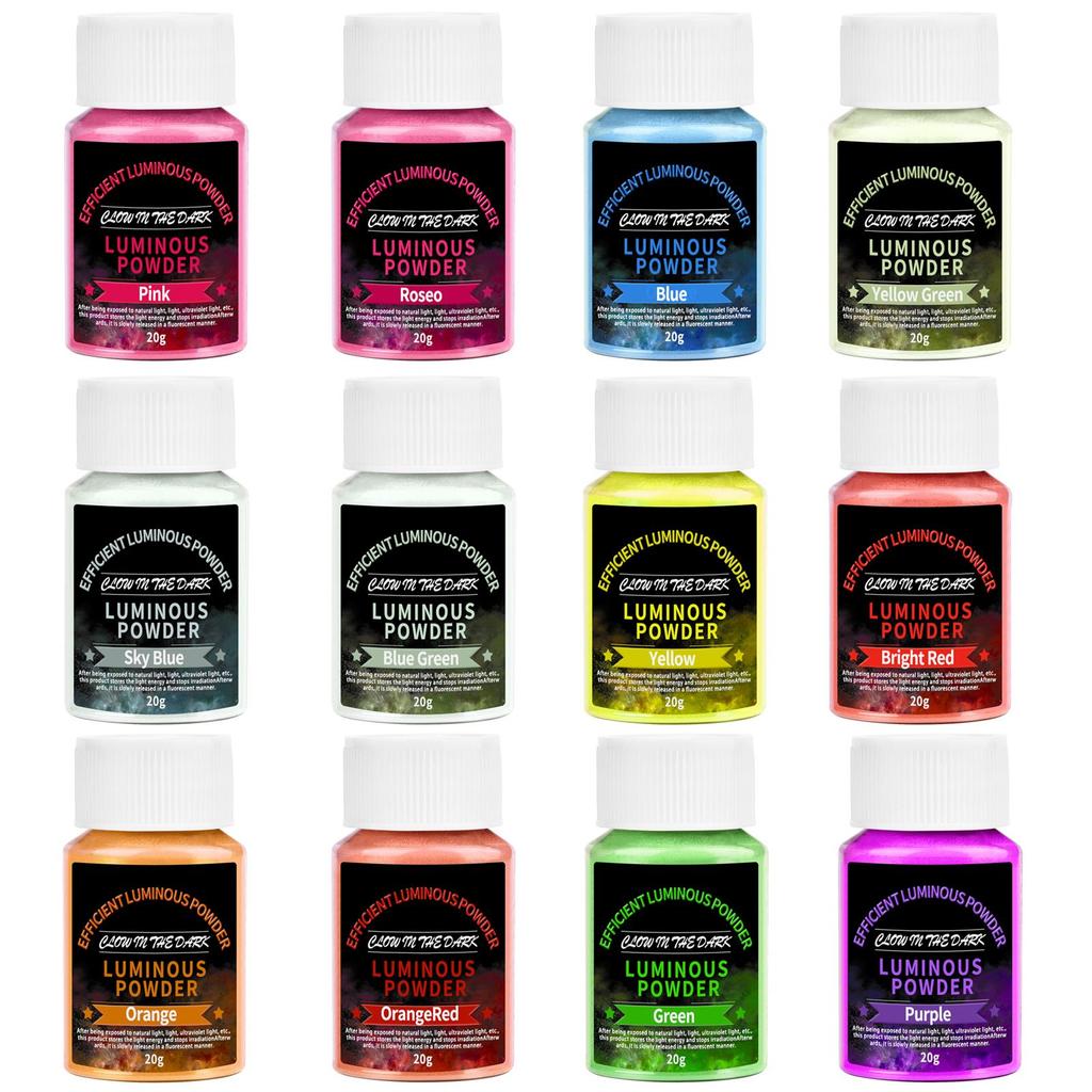 20g Polvere Fluorescente Vernice Luminosa Pigmento Resina Epossidica Pittura Fai da Te Unghie Brilla al Buio Trucco Pittura Corporea Decorazione Festa