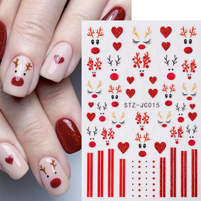 5Pcs Trendy Cartoon Laser Glitter Nail Art Stickers DIY Self Adhesive Nail Art Decorations Pretty Manicure Decals