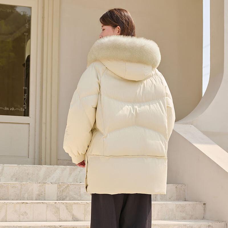 Tanboer Women's Casual Hooded Mid-Length Down Jacket