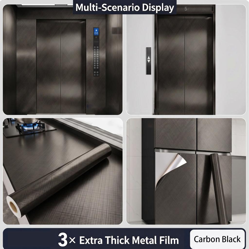 Selbstklebende gebürstete Edelstahl Kontaktpapier Metallische Folie Kühlschrank Aufzugstür Makeover Wasserdichter Aufkleber 0,16mm