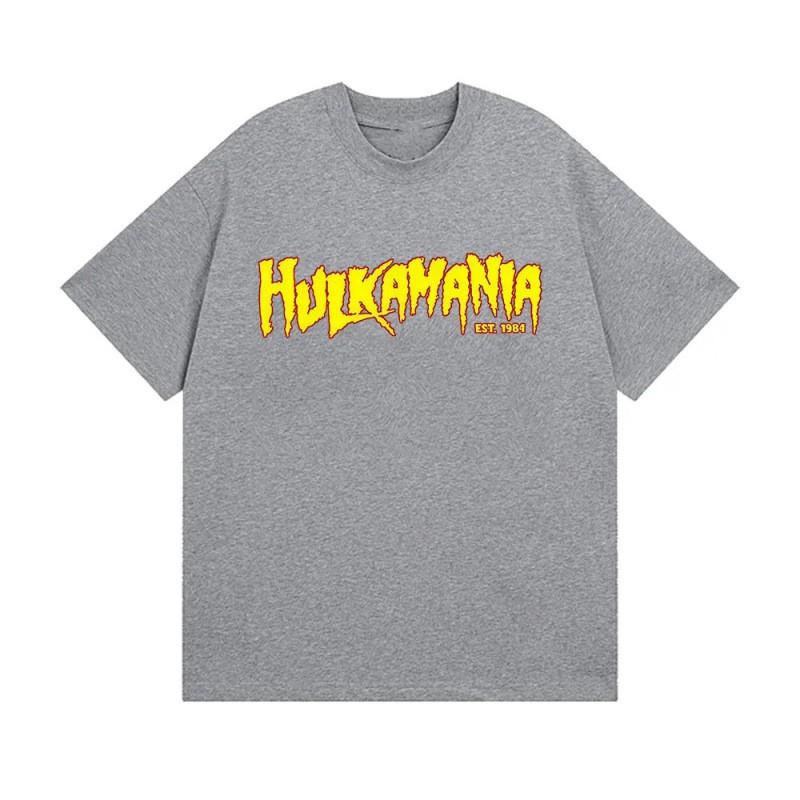 Mens Cotton Graphic Tee Hulk Hogan Tribute Streetwear Short Sleeve T-Shirt Casual Wear