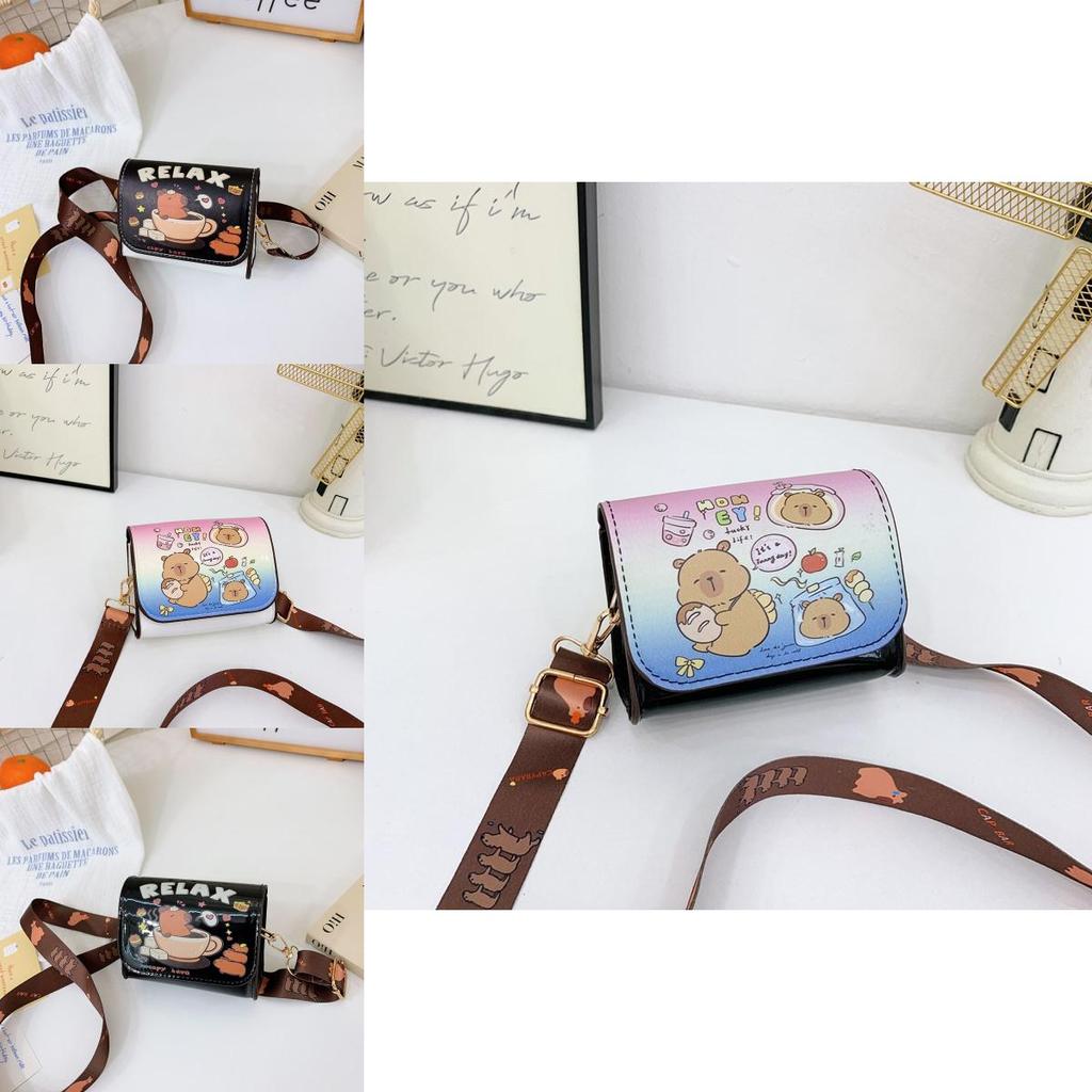 Capybara Cartoon Pu Coin Wallet Crossbody Bag With Cute Design For Kids School And Travel Use