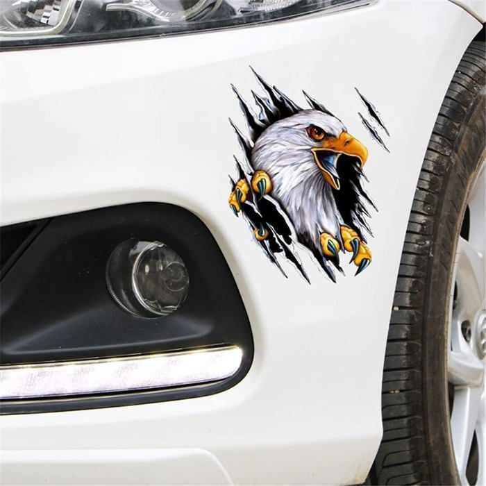 Autocollant voiture - AIMOONSA - Aigle 3D - Noir - Vinyle PVC résistant - Amovible sans résidu