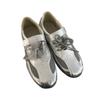 Cowhide version~ New Velcro flat-bottomed ballet training shoes niche square head matte retro lace-up casual shoes women