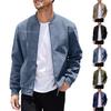 Lente Herfst Mannen Suède Effen Kleur Rits Jas Casual Vintage Lange Mouw Vest Jas Mannen