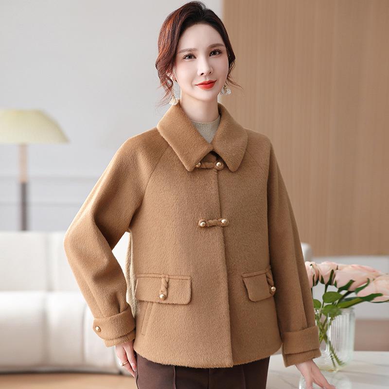 Stylish Spring & Fall Wool Coat for Petite Middle-aged & Elderly Women 2026