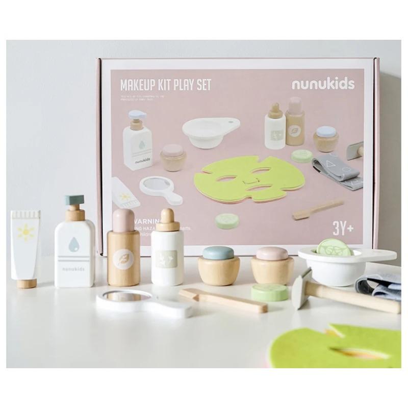 Children Wooden Pretend Play Toy Simulation Facial Mask Makeup Set Imitation Game Role Play Kids' Learning Education Toys Gifts