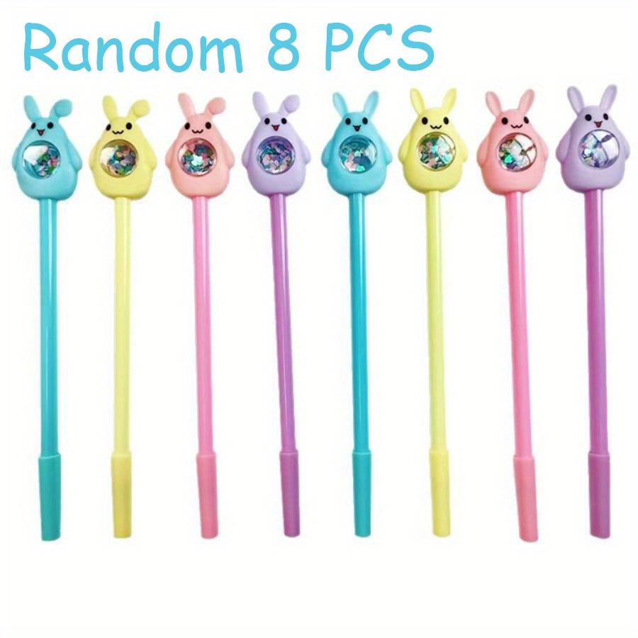 

8/ 16 PCS Colorful Sequins Easter Rabbit Pens Black 0.5mm Suitable for School Office Stationery Supplies, Whimsical Student Writing Tool Back School 8 PCS