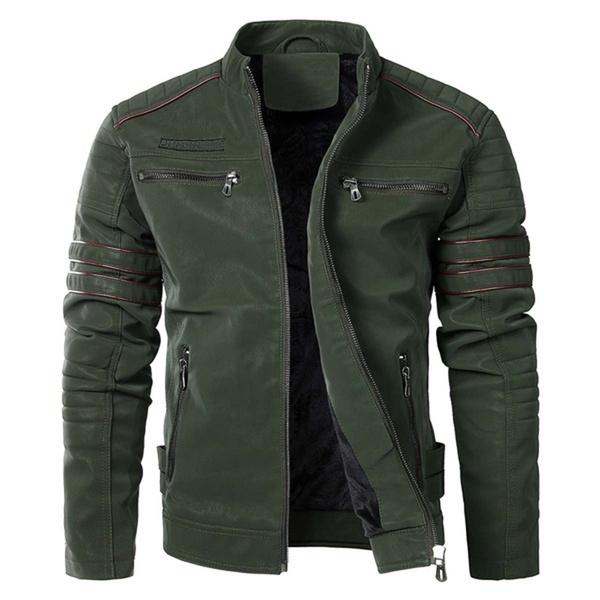 Jaqueta masculina de couro PU de outono e inverno para motocicleta