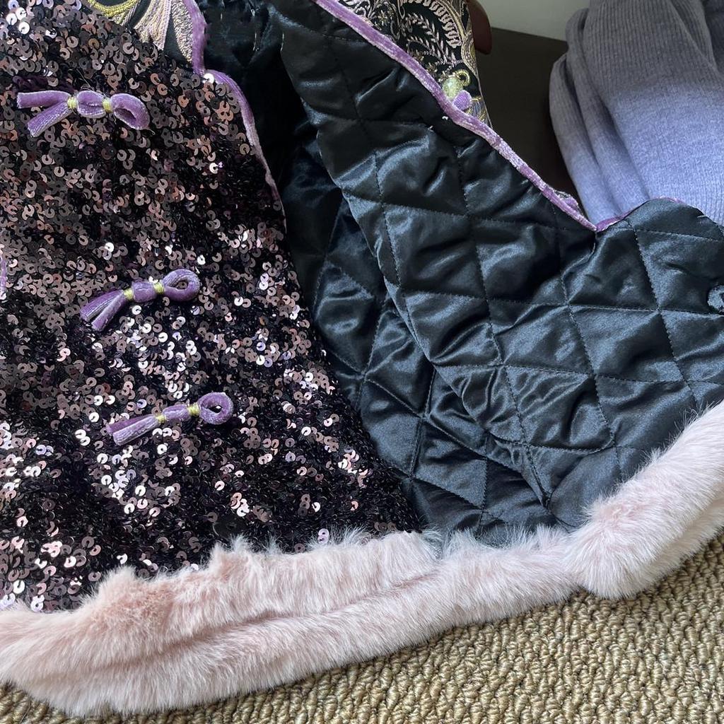 Traditioneller Chinesischer Tang-Anzug Weste für Mädchen - Herbst/Winter Hanfu, Ärmellos, Gefüttert, Stehkragen, Formelle Kleidung für den ersten Geburtstag eines Babys