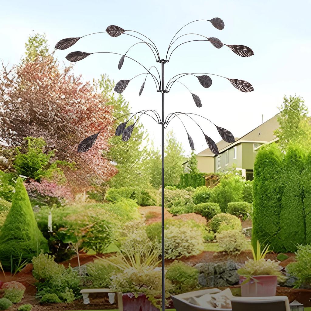 Metal Wind Spinner Wind Sculpture Rustproof Waterproof Heavy Duty Falling Foliage Kinetic Copper Triple Spinner For Outdoor