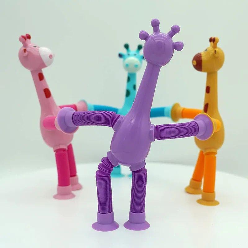PROMERCO® Interactive Toy Set of 4, Telescopic Suction Cup Giraffe XL, Plastic, Multicolor