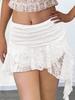Women's Y2K Lace Mini Skirt Low Rise Pleated Ruffle Asymmetric Layered Fairy Skirt