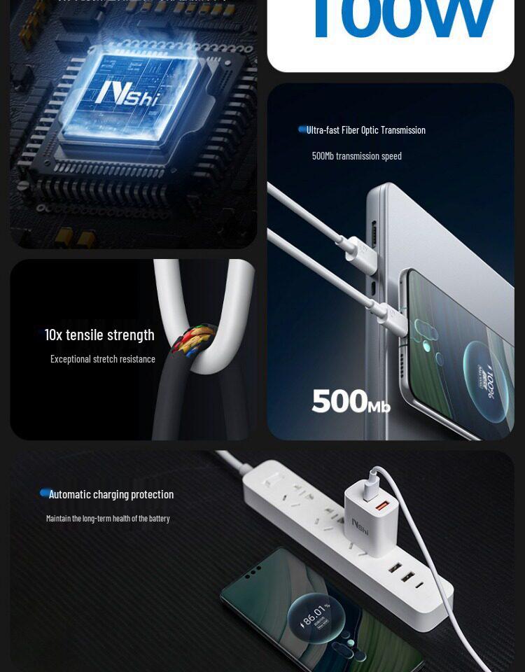 Original 6A Fast Charging Type-C Cable for Huawei, Xiaomi, Vivo, Android - 66W