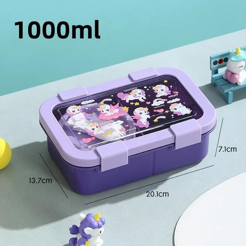 Bento Box Plastic Large Capacity Lunch Box with Soup Bowl and Spoon Children School Picnic Compartment Food Container Gifts