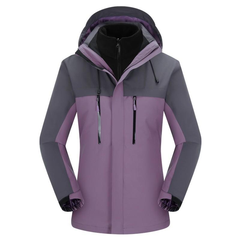 Womens 2-in-1 Detachable Hooded Jacket Outdoor Hiking Camping Trekking Warm Coat