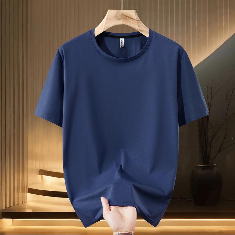 Taglie Forti 5XL-13XL T-shirt Oversize da Uomo Top Estivi Moda Tinta Unita Manica Corta T-shirt Abbigliamento Estivo da Uomo 7XL(110kg-120kg) blu