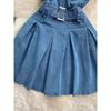 K-style Women's Clothing Younger College Style Sweet Flying Sleeves Sling Dress Women's Retro Denim A- line Short Skirt Fashion