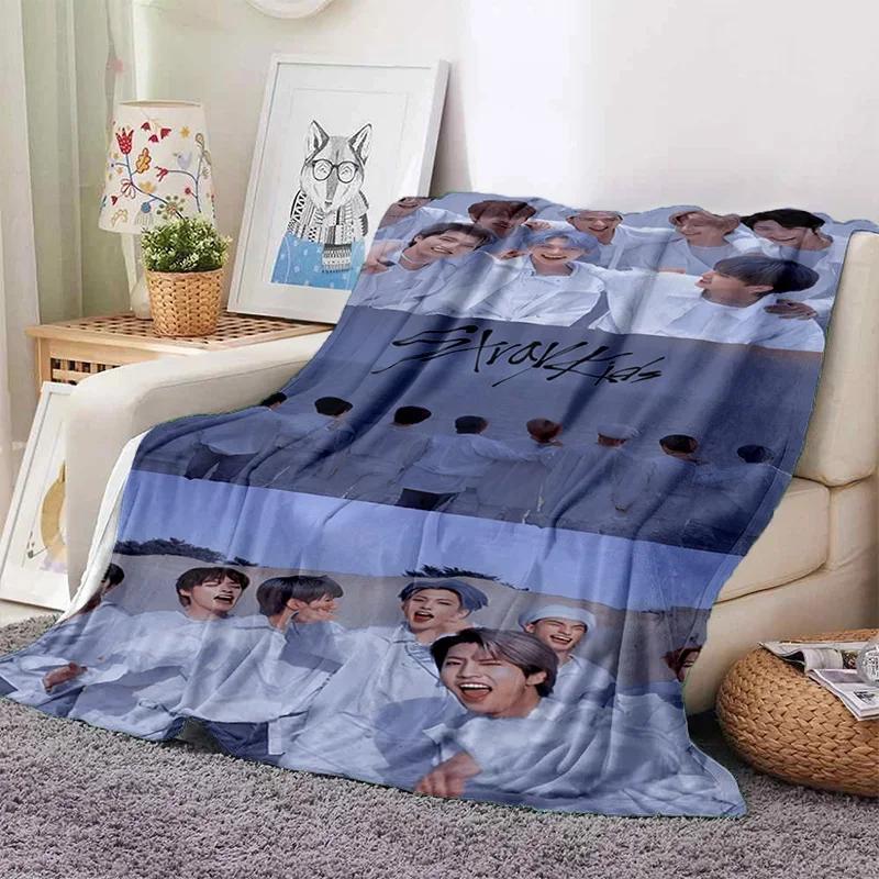 Korea Kpop Stray Kids 3D Singer Soft Flannel Blanket for Beds Bedroom Sofa Picnic,Throw Blanket for Cover Outdoors Leisure Gift