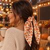 Thanksgiving Hair Accessories for Women Fall Pumpkin Maple Leaf Tie Women Bow Knot Ribbon Ponytail Skin Friendly Fabric Ties Holder Soft Elastic