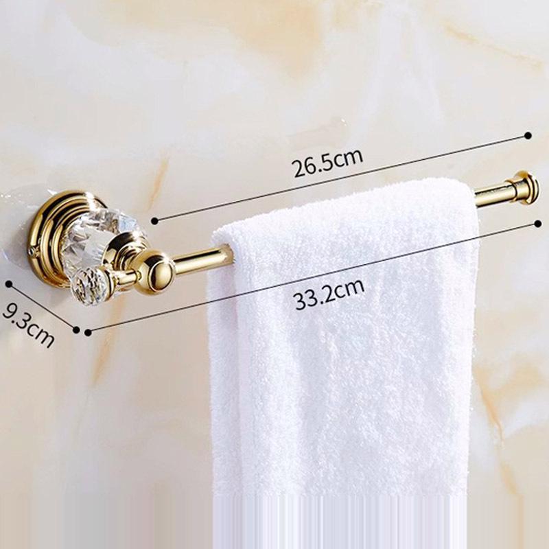 Juego de Toallero Europeo de Cristal Dorado - Herrajes de Baño de Acero Inoxidable