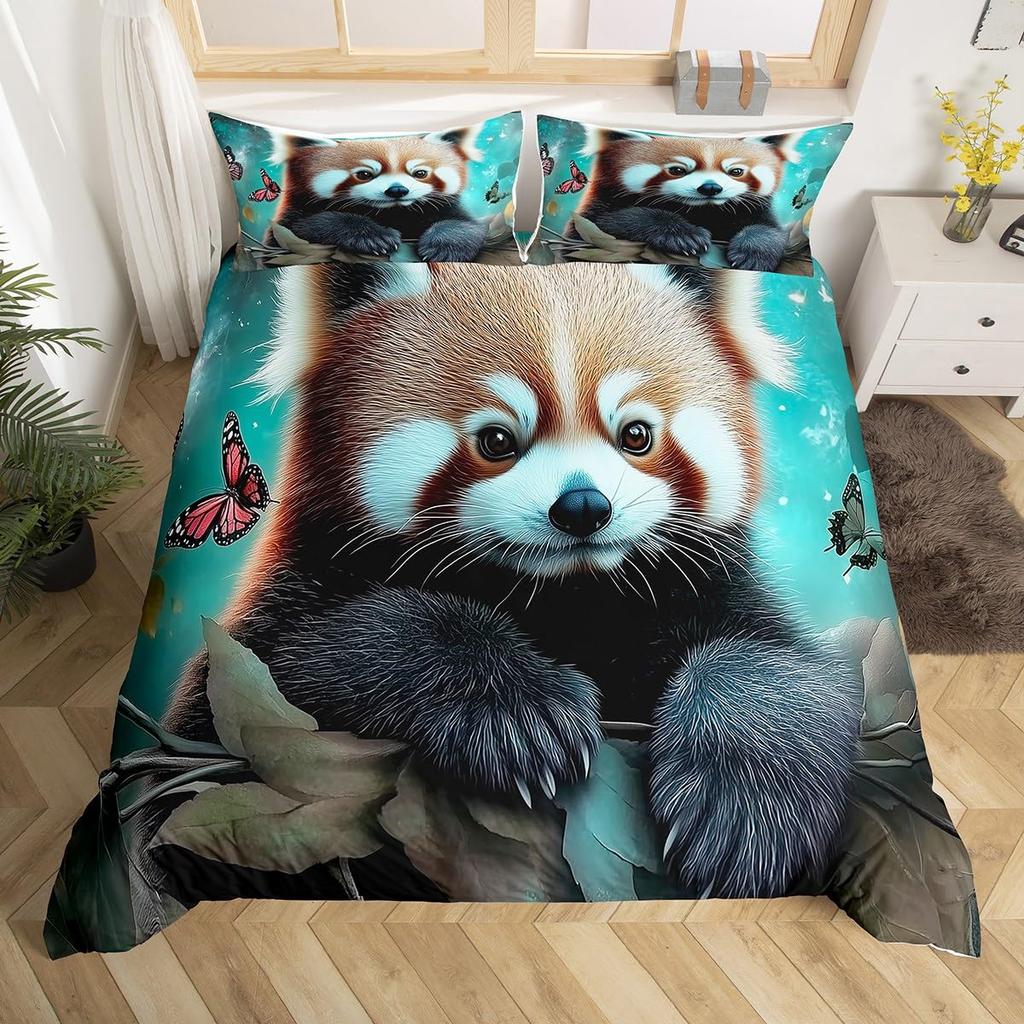 Cartoon Raccoon Bedding Set Cute Raccoon Duvet Cover For Kids Boys Girls Raccoon Lover Gift Wildlife Comforter Cover Twin Queen