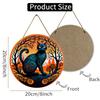 Decorative Black Cat Nature Landscape Print Round Wooden Hanging Plaque Indoor Wall Art Ornament Festival Home Decor Gift for Cat Lovers