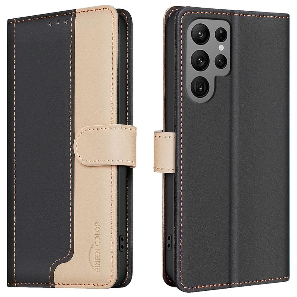 For Samsung Galaxy S23 Ultra Case Dual Color Leather Wallet Phone Cover