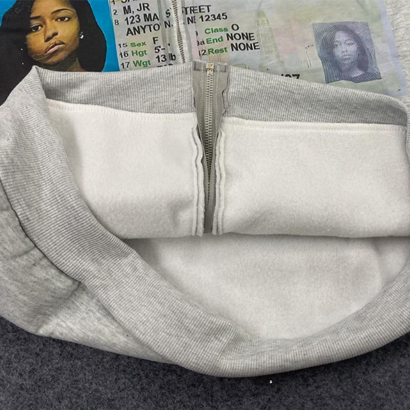 Evropská a americká Y2K personalizovaná tištěná mikina s dlouhým rukávem, retro streetová móda, mikina na zip