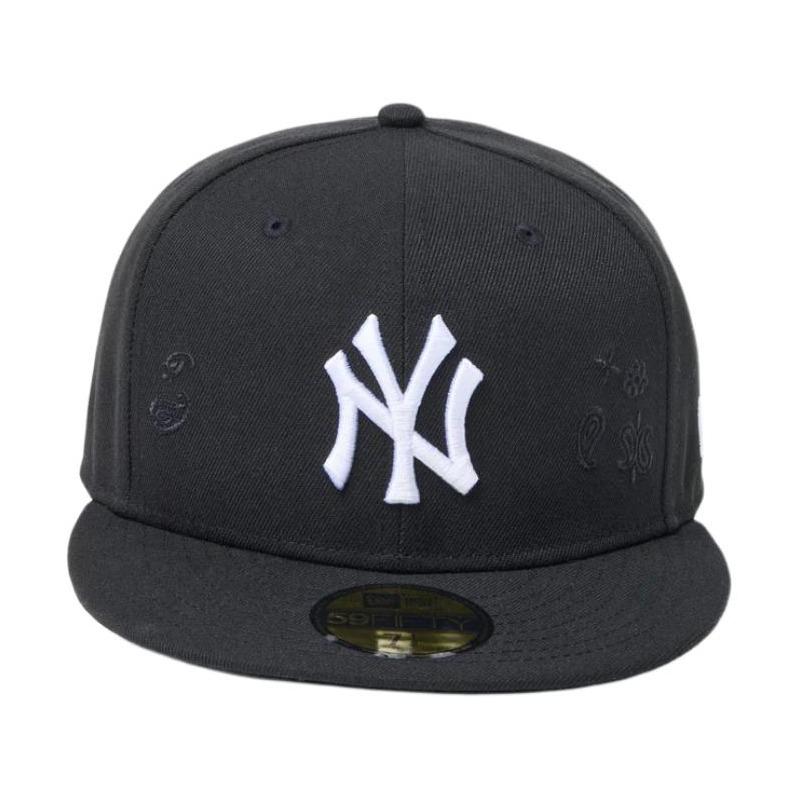 New Era 59FIFTY Series Brand Logo Design Polyester Fiber Baseball Cap Men and Women Same Style Couple Model Black Asian Version 7 3/4