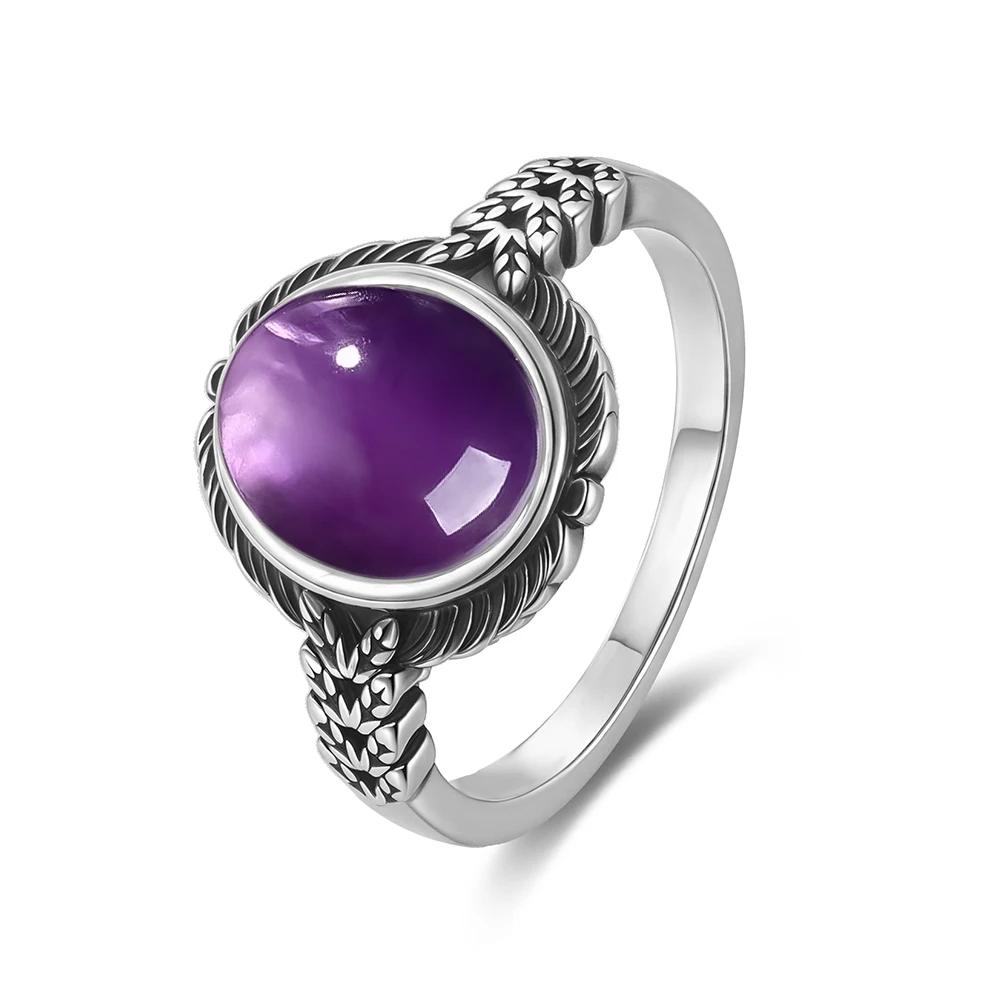 Vintage S Sterling Silver Natural Moonstone Ring Oval 8*10MM Simple Black Twists Ring Party Gifts Fine Jewelry For Women Men