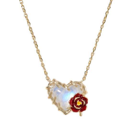 Birthstone Heart Necklace Birth Stone and Flower Pendant Necklace Jan to Dec