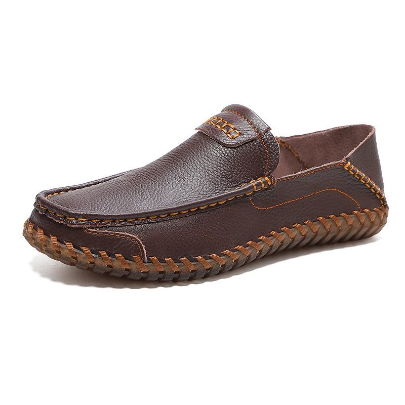 2026 Summer Men s Handmade Leather Loafers: Large Size, Slip-on, Genuine Leather Casual Shoes 43
