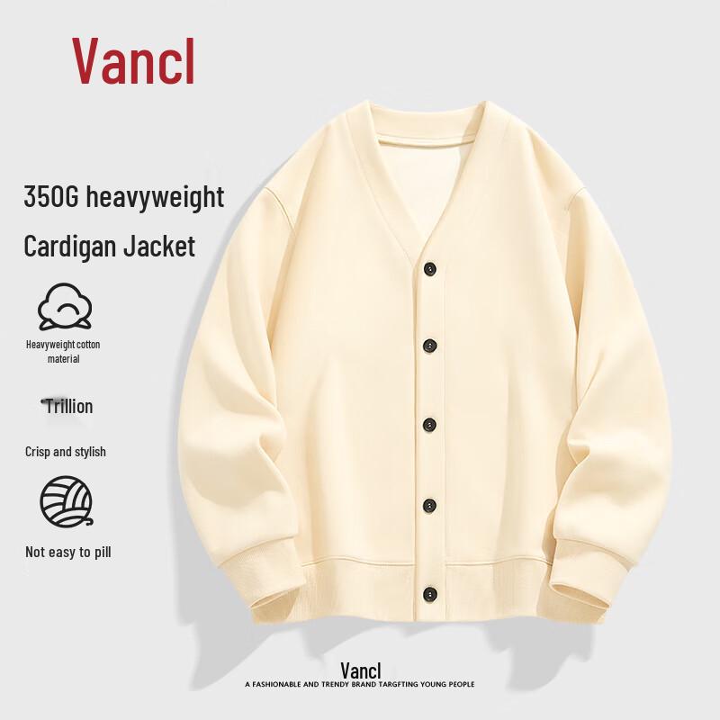 

VANCL Men s Heavyweight V-Neck Loose Fit Cardigan Sweatshirt L