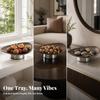 Pedestal Tray Shatterproof Boat-Shaped Low-Profile for Coffee Table