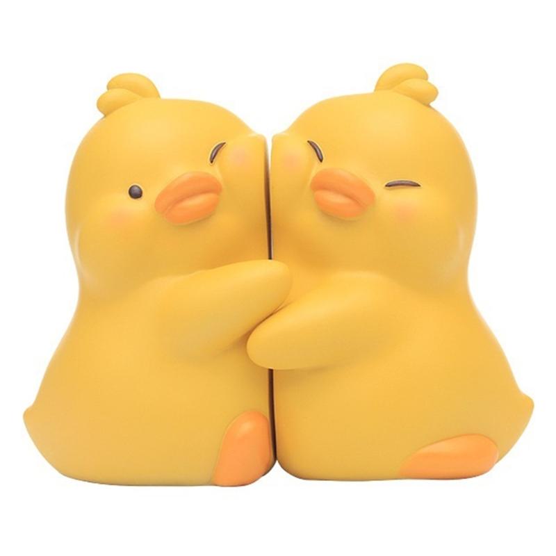 2Pcs Cartoon Duck Book Ends for Shelves Animal Shape ABS Bookends Book End Decorative Book Stoppers for Shelves Desk