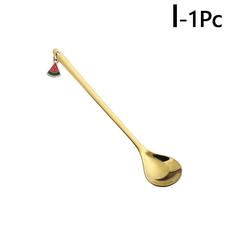 Edelstahllöffel Rührlöffel mit Fruchtanhänger Kaffeemischlöffel Dessertlöffel Tischdeko Partygeschenk Küchenwerkzeug