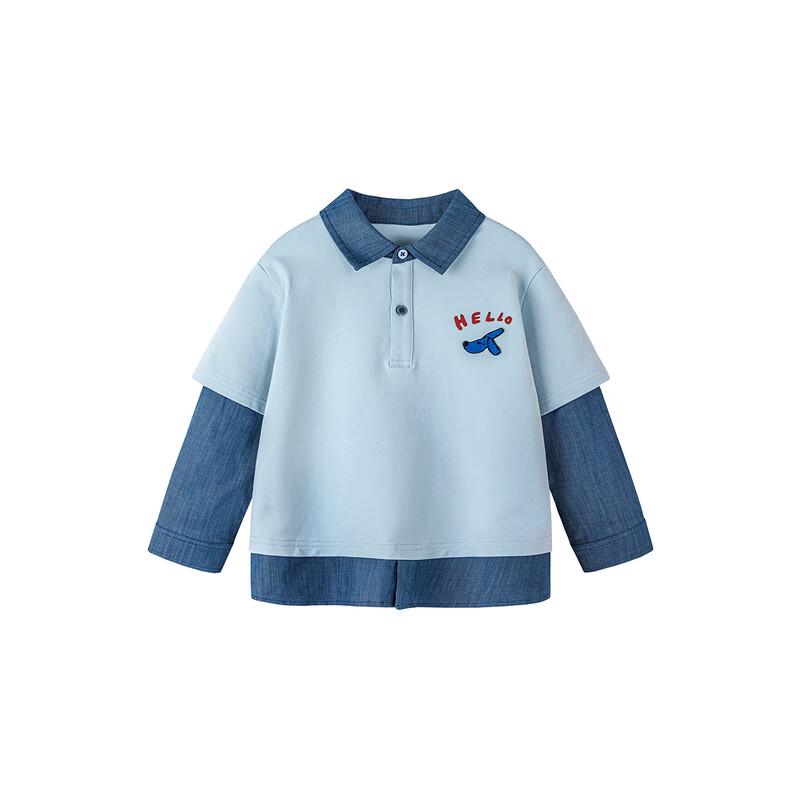 Minibala Boys' Collegiate Faux Two-Piece Long Sleeve T-Shirt