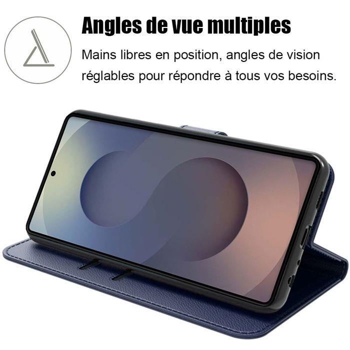 Coque de protection - BOOLING - pour Samsung Galaxy S25 Ultra - Effet Cuir Bleu Marine - Antichoc - Pratique