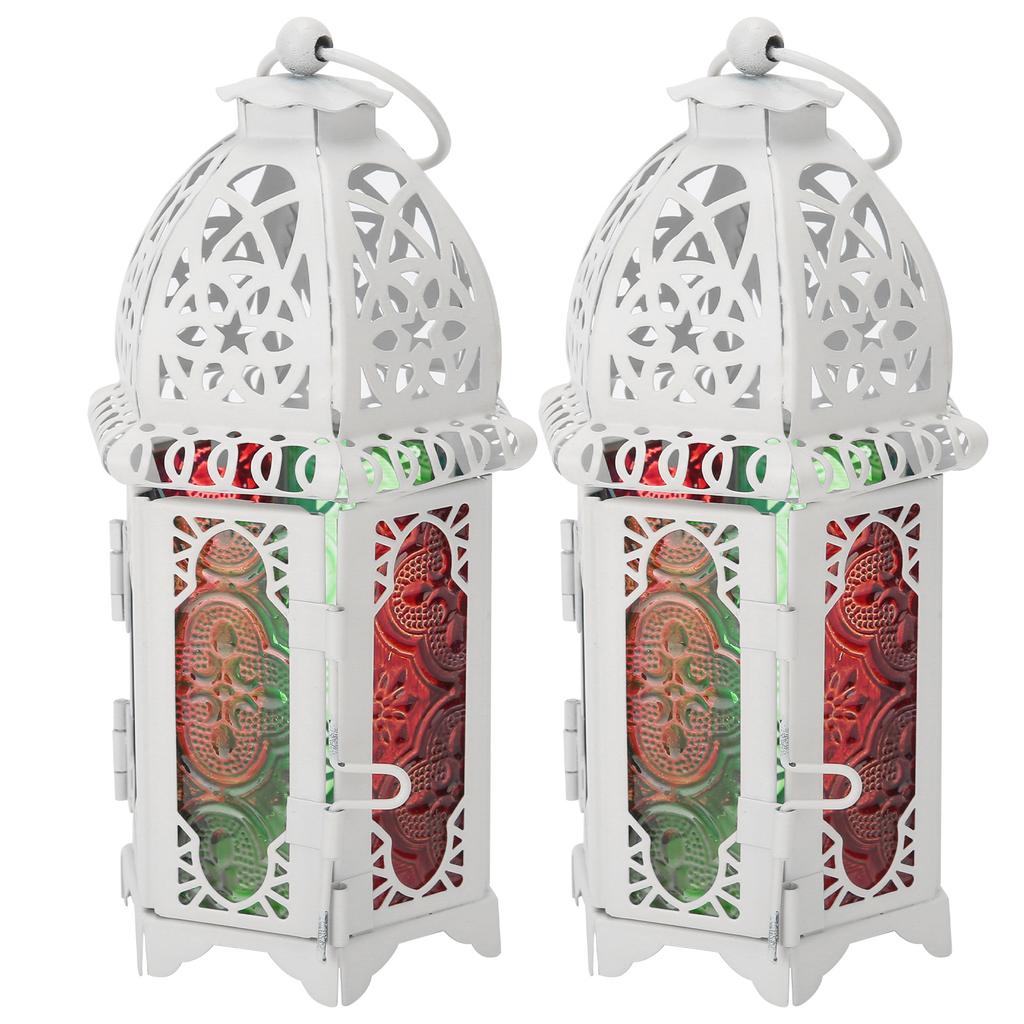 2Pcs Vintage Castle Candle Holder White Color Iron Wedding Home Candlestick Ornaments