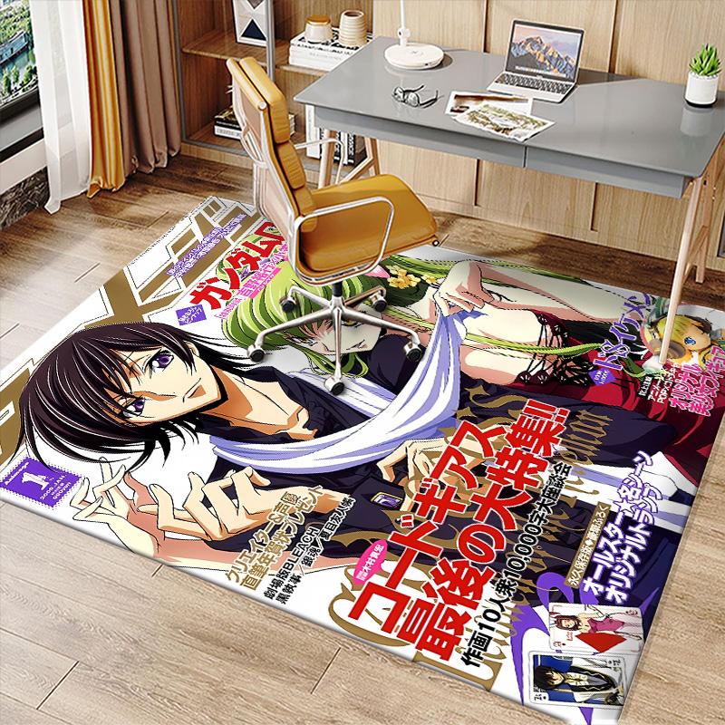 Anime Code Geass Printed Absorbent Washable Carpet,Non-Slip Bathroom Mats,Kitchen Rugs,Living Room Entrance,Camping Picnic Rugs