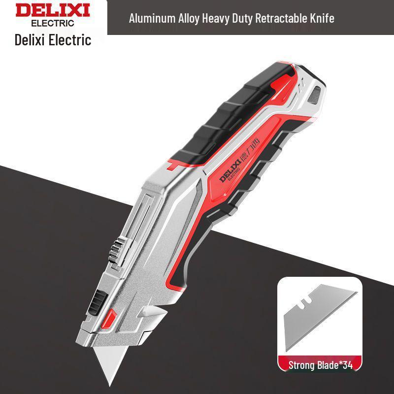 Heavy-Duty Industrial Folding Utility Knife with Thick All-Steel Retractable Blade for Electricians and Cable Work.