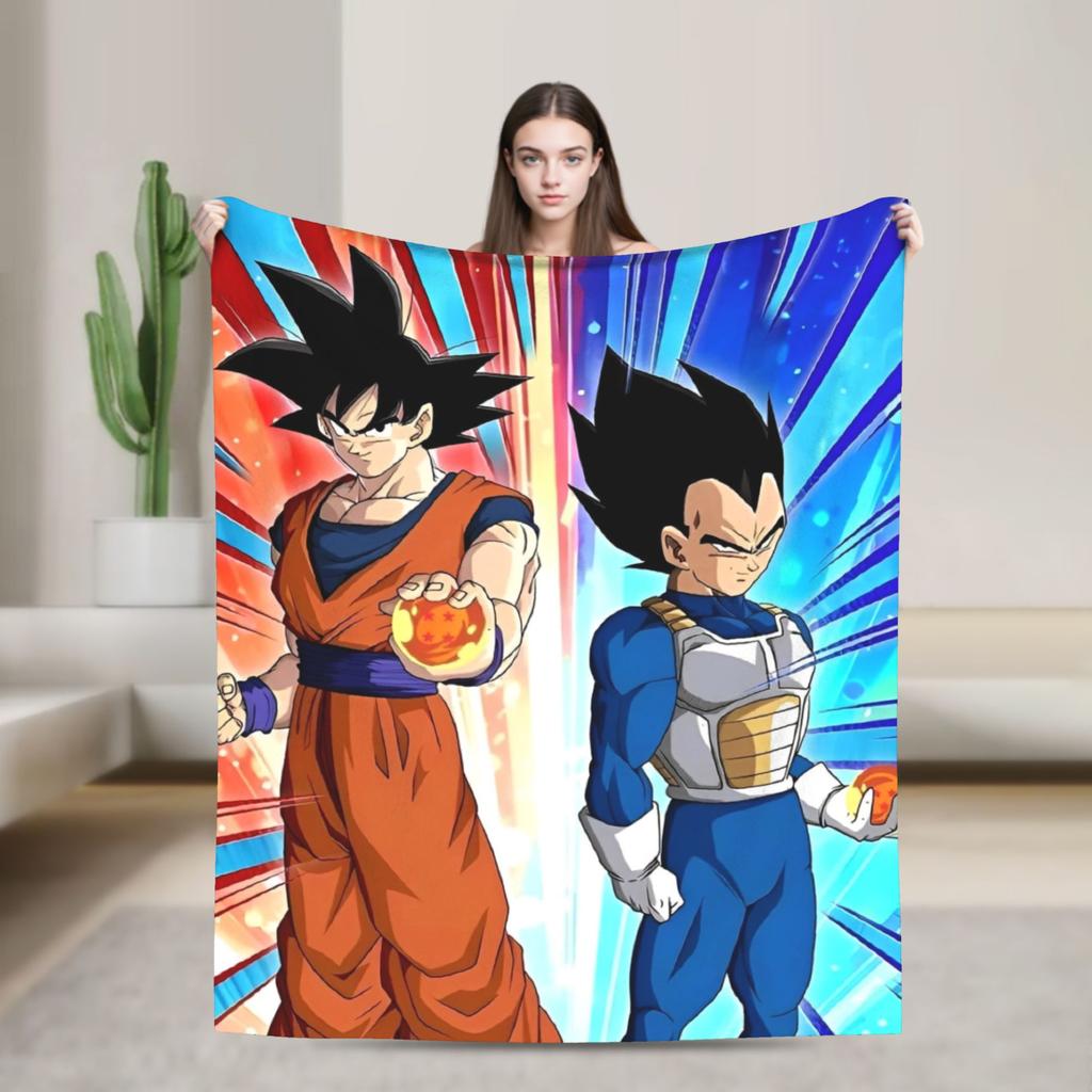 Super Saiyan DBZ Blankets Fleece Summer Air Conditioning Multifunction Throw Blankets for Bedding Bedroom Bedding Throws