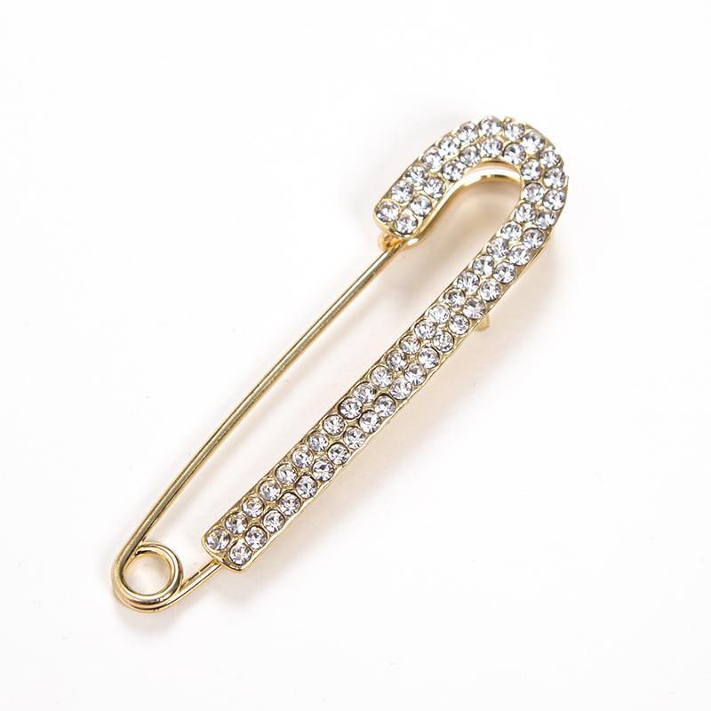 Sweet Lady Large Safety Pins Brooch Vintage Crystal Rhinestone Pin Chic Femme Fashion Brooches Pin Party Jewelry Accessories