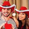 Christmas Red Denim Frayed Edge Santa Hat for Holiday Performances