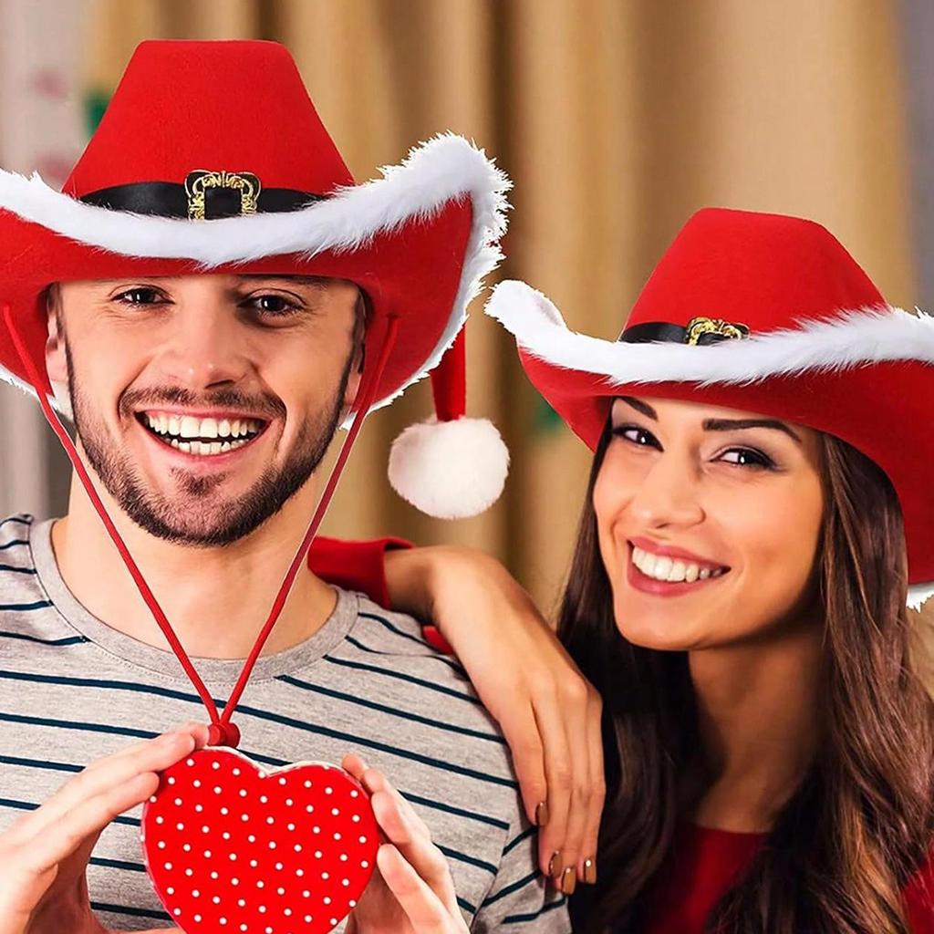 Christmas Red Denim Frayed Edge Santa Hat for Holiday Performances