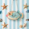 Holzfisch Hängeschild Vintage Nautisch Küsten Wandkunst Rustikal Clownfisch Strand Ornament für Zuhause Seehaus Badezimmer Schlafzimmer