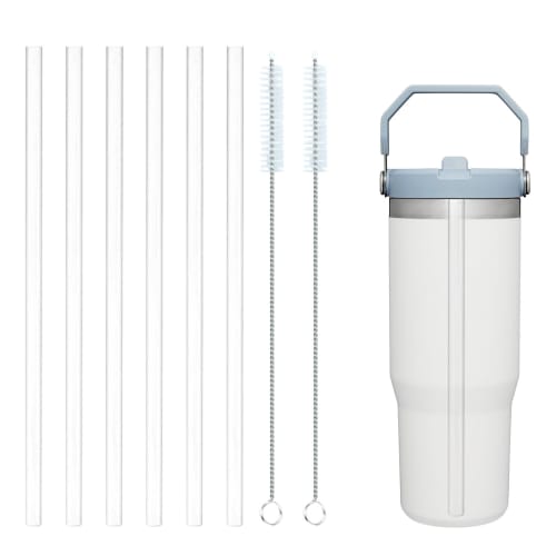 Stanley Ice Flow Flip Cup Clear Straws, 6-Pack, Replacement Straws, Clear, 30 Oz.